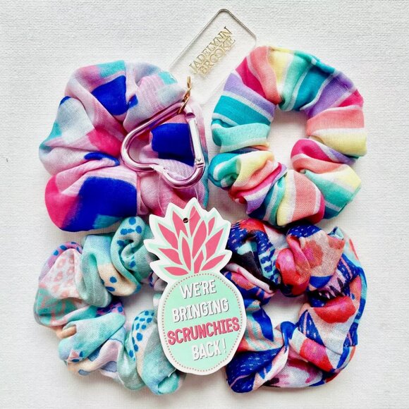 NWT! NEW! 4 JADELYNN BROOKE 3 HAPPY HOOLIGANS SCRUNCHIES PACK RAINBOW HAIR TIES - Picture 1 of 11
